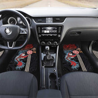 Hawaii and Japanese Together Car Mats Koi Fish and Kakau Pattern LT03 Set 2pcs - Front Black - Polynesian Pride