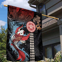 Hawaii and Japanese Together Garden Flag Koi Fish and Kakau Pattern LT03 - Polynesian Pride