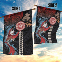 Hawaii and Japanese Together Garden Flag Koi Fish and Kakau Pattern LT03 - Polynesian Pride