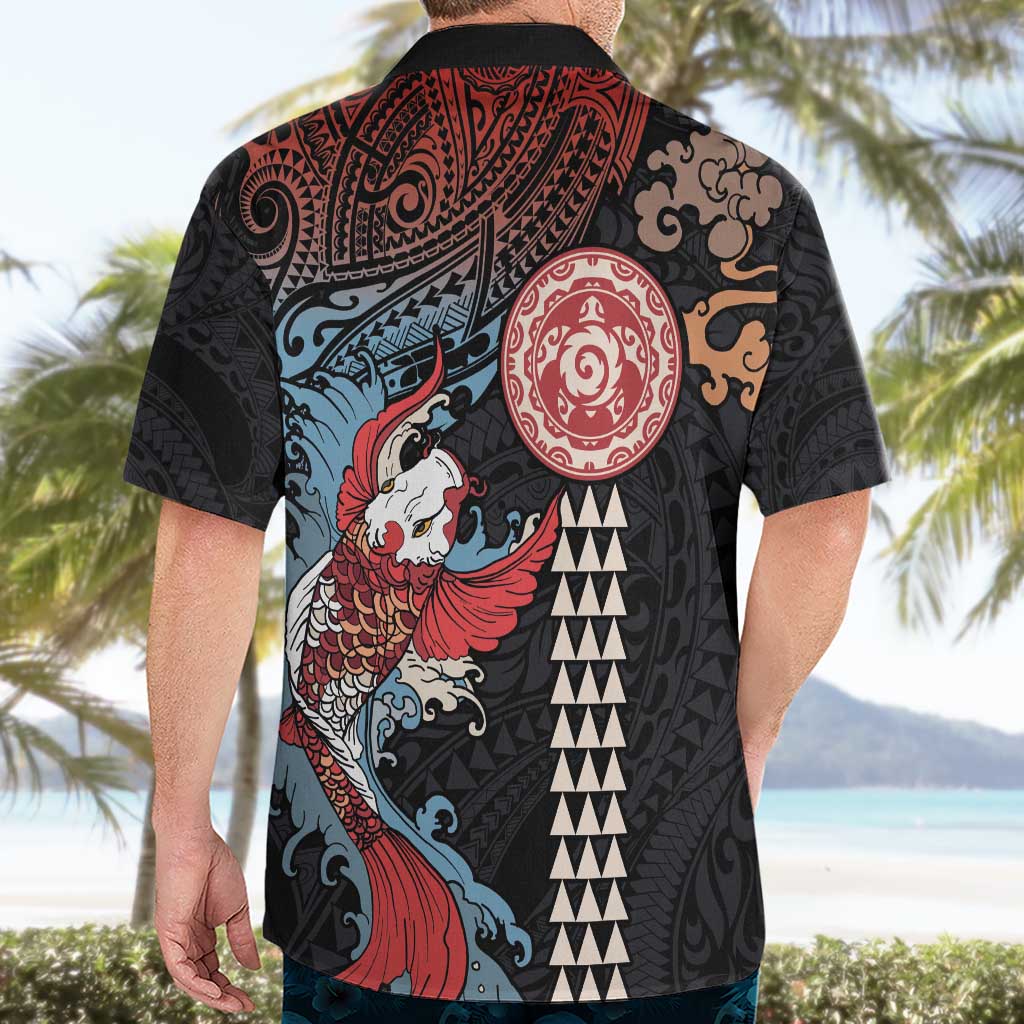 Hawaii and Japanese Together Hawaiian Shirt Koi Fish and Kakau Pattern LT03 - Polynesian Pride