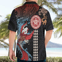 Hawaii and Japanese Together Hawaiian Shirt Koi Fish and Kakau Pattern LT03 - Polynesian Pride