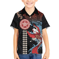 Hawaii and Japanese Together Hawaiian Shirt Koi Fish and Kakau Pattern LT03 - Polynesian Pride