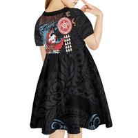 Hawaii and Japanese Together Kid Short Sleeve Dress Koi Fish and Kakau Pattern LT03 - Polynesian Pride