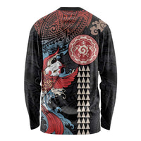 Hawaii and Japanese Together Long Sleeve Shirt Koi Fish and Kakau Pattern LT03 - Polynesian Pride