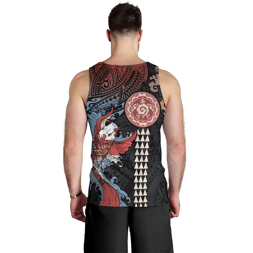 Hawaii and Japanese Together Men Tank Top Koi Fish and Kakau Pattern LT03 - Polynesian Pride
