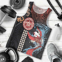 Hawaii and Japanese Together Men Tank Top Koi Fish and Kakau Pattern LT03 - Polynesian Pride