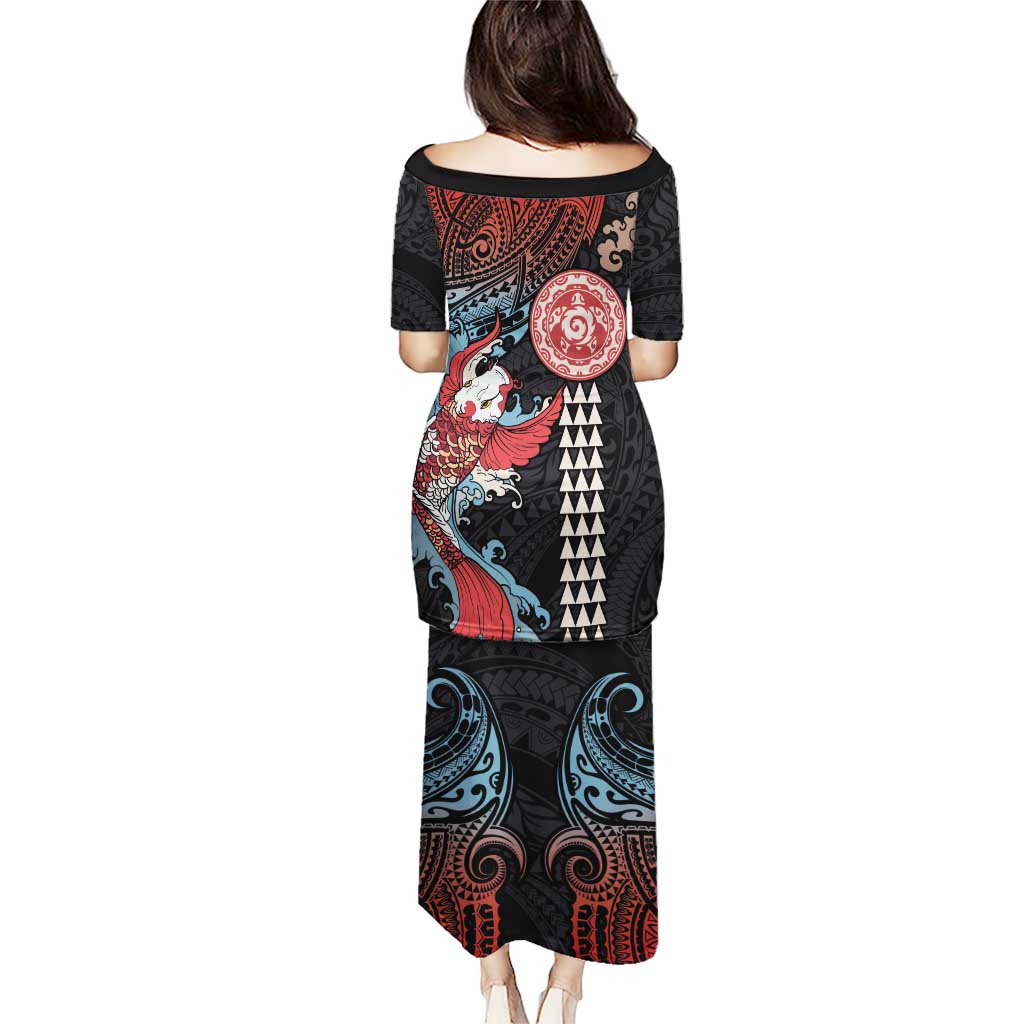 Hawaii and Japanese Together Puletasi Koi Fish and Kakau Pattern LT03 - Polynesian Pride