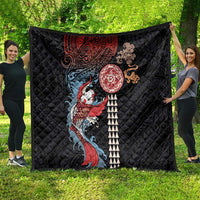 Hawaii and Japanese Together Quilt Koi Fish and Kakau Pattern LT03 - Polynesian Pride