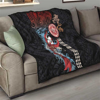 Hawaii and Japanese Together Quilt Koi Fish and Kakau Pattern LT03 - Polynesian Pride