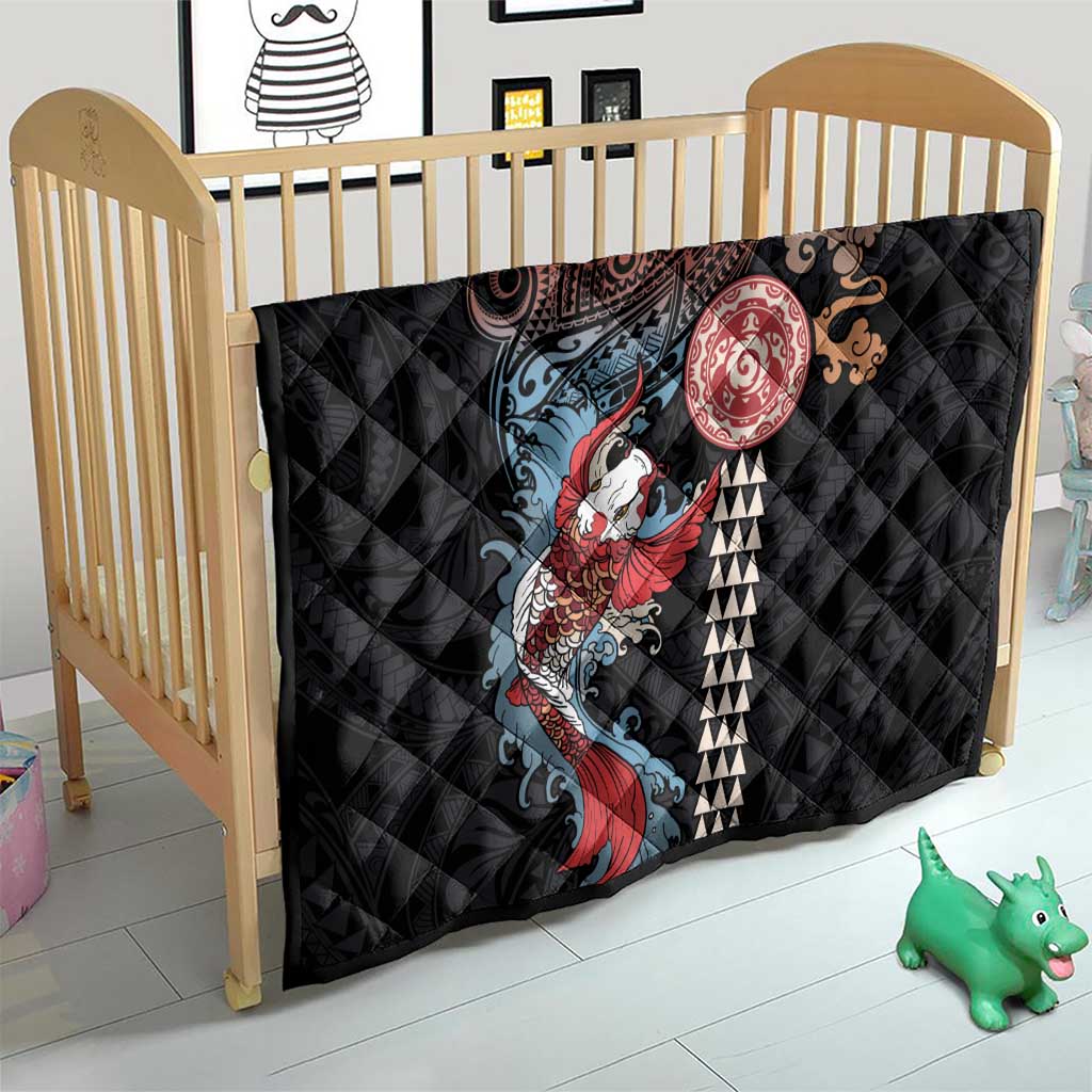 Hawaii and Japanese Together Quilt Koi Fish and Kakau Pattern LT03 - Polynesian Pride