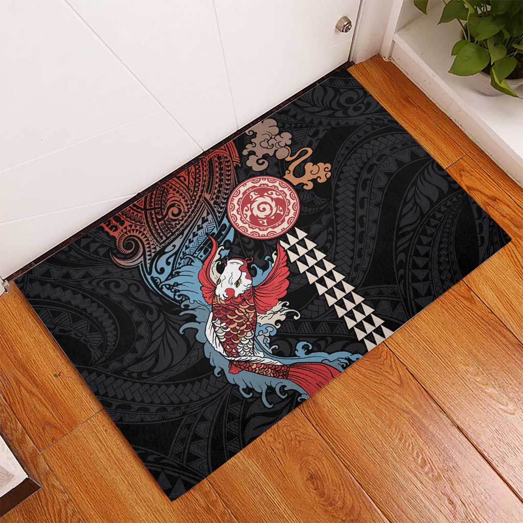 Hawaii and Japanese Together Rubber Doormat Koi Fish and Kakau Pattern LT03 - Polynesian Pride