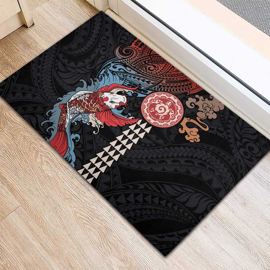 Hawaii and Japanese Together Rubber Doormat Koi Fish and Kakau Pattern LT03 - Polynesian Pride