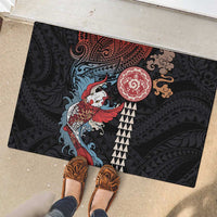 Hawaii and Japanese Together Rubber Doormat Koi Fish and Kakau Pattern LT03 - Polynesian Pride