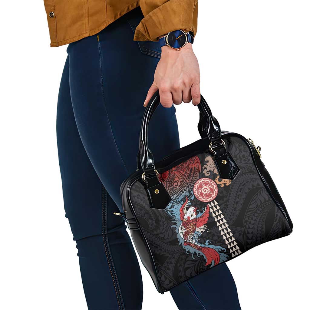 Hawaii and Japanese Together Shoulder Handbag Koi Fish and Kakau Pattern LT03 - Polynesian Pride