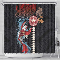 Hawaii and Japanese Together Shower Curtain Koi Fish and Kakau Pattern LT03 - Polynesian Pride