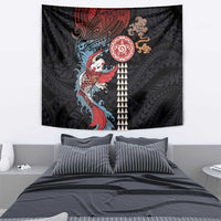 Hawaii and Japanese Together Tapestry Koi Fish and Kakau Pattern LT03 - Polynesian Pride
