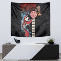Hawaii and Japanese Together Tapestry Koi Fish and Kakau Pattern LT03 - Polynesian Pride