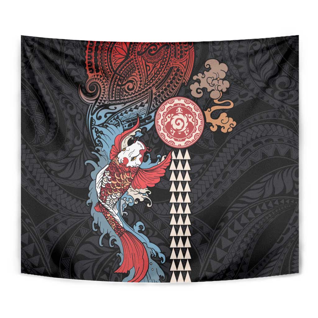 Hawaii and Japanese Together Tapestry Koi Fish and Kakau Pattern LT03 - Polynesian Pride