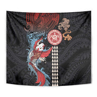 Hawaii and Japanese Together Tapestry Koi Fish and Kakau Pattern LT03 - Polynesian Pride