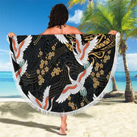 Hawaii and Japanese Together Beach Blanket Cranes Birds with Kakau Pattern LT03 - Polynesian Pride