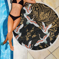 Hawaii and Japanese Together Beach Blanket Cranes Birds with Kakau Pattern LT03 - Polynesian Pride