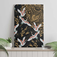 Hawaii and Japanese Together Canvas Wall Art Cranes Birds with Kakau Pattern LT03 - Polynesian Pride