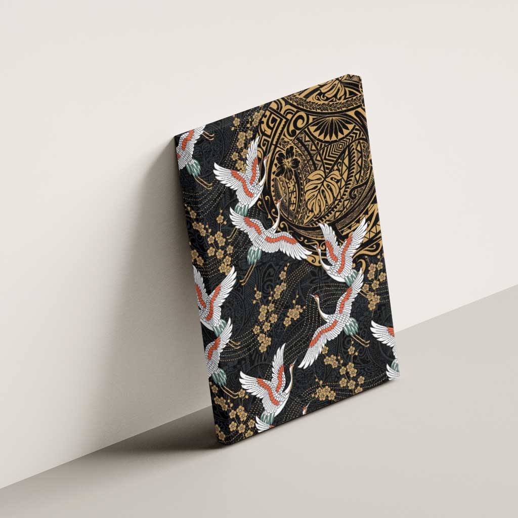 Hawaii and Japanese Together Canvas Wall Art Cranes Birds with Kakau Pattern LT03 - Polynesian Pride