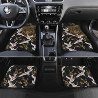 Hawaii and Japanese Together Car Mats Cranes Birds with Kakau Pattern LT03 Set 4pcs Black - Polynesian Pride