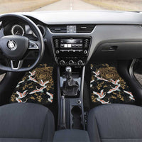 Hawaii and Japanese Together Car Mats Cranes Birds with Kakau Pattern LT03 Set 2pcs - Front Black - Polynesian Pride