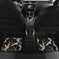 Hawaii and Japanese Together Car Mats Cranes Birds with Kakau Pattern LT03 Set 2pcs - Back Black - Polynesian Pride
