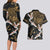 Hawaii and Japanese Together Couples Matching Long Sleeve Bodycon Dress and Hawaiian Shirt Cranes Birds with Kakau Pattern