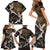 Hawaii and Japanese Together Family Matching Short Sleeve Bodycon Dress and Hawaiian Shirt Cranes Birds with Kakau Pattern