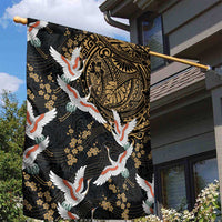 Hawaii and Japanese Together Garden Flag Cranes Birds with Kakau Pattern LT03 - Polynesian Pride