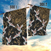 Hawaii and Japanese Together Garden Flag Cranes Birds with Kakau Pattern LT03 - Polynesian Pride