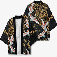 Hawaii and Japanese Together Kimono Cranes Birds with Kakau Pattern LT03 - Polynesian Pride
