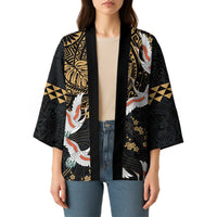 Hawaii and Japanese Together Kimono Cranes Birds with Kakau Pattern LT03 - Polynesian Pride