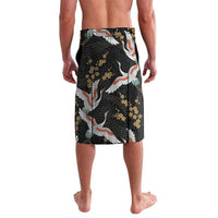 Hawaii and Japanese Together Lavalava Cranes Birds with Kakau Pattern LT03 - Polynesian Pride