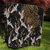 Hawaii and Japanese Together Quilt Cranes Birds with Kakau Pattern LT03 - Polynesian Pride