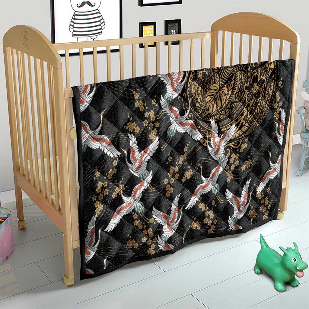 Hawaii and Japanese Together Quilt Cranes Birds with Kakau Pattern LT03 - Polynesian Pride