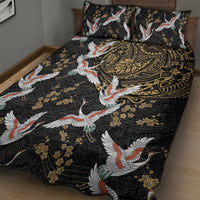 Hawaii and Japanese Together Quilt Bed Set Cranes Birds with Kakau Pattern LT03 - Polynesian Pride