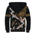 Hawaii and Japanese Together Sherpa Hoodie Cranes Birds with Kakau Pattern