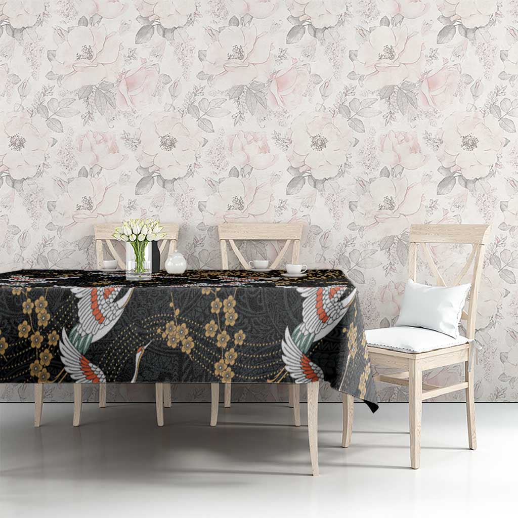 Hawaii and Japanese Together Tablecloth Cranes Birds with Kakau Pattern LT03 - Polynesian Pride