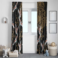 Hawaii and Japanese Together Window Curtain Cranes Birds with Kakau Pattern LT03 - Polynesian Pride