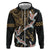 Hawaii and Japanese Together Zip Hoodie Cranes Birds with Kakau Pattern