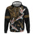 Hawaii and Japanese Together Zip Hoodie Cranes Birds with Kakau Pattern