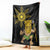 Hawaii and Philippines Together Blanket Warrior Tiki Mask and Filipino Sun Polynesian Style