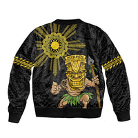 Hawaii and Philippines Together Bomber Jacket Warrior Tiki Mask and Filipino Sun Polynesian Style LT03 - Polynesian Pride