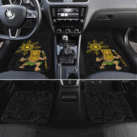 Hawaii and Philippines Together Car Mats Warrior Tiki Mask and Filipino Sun Polynesian Style LT03 Set 4pcs Black - Polynesian Pride