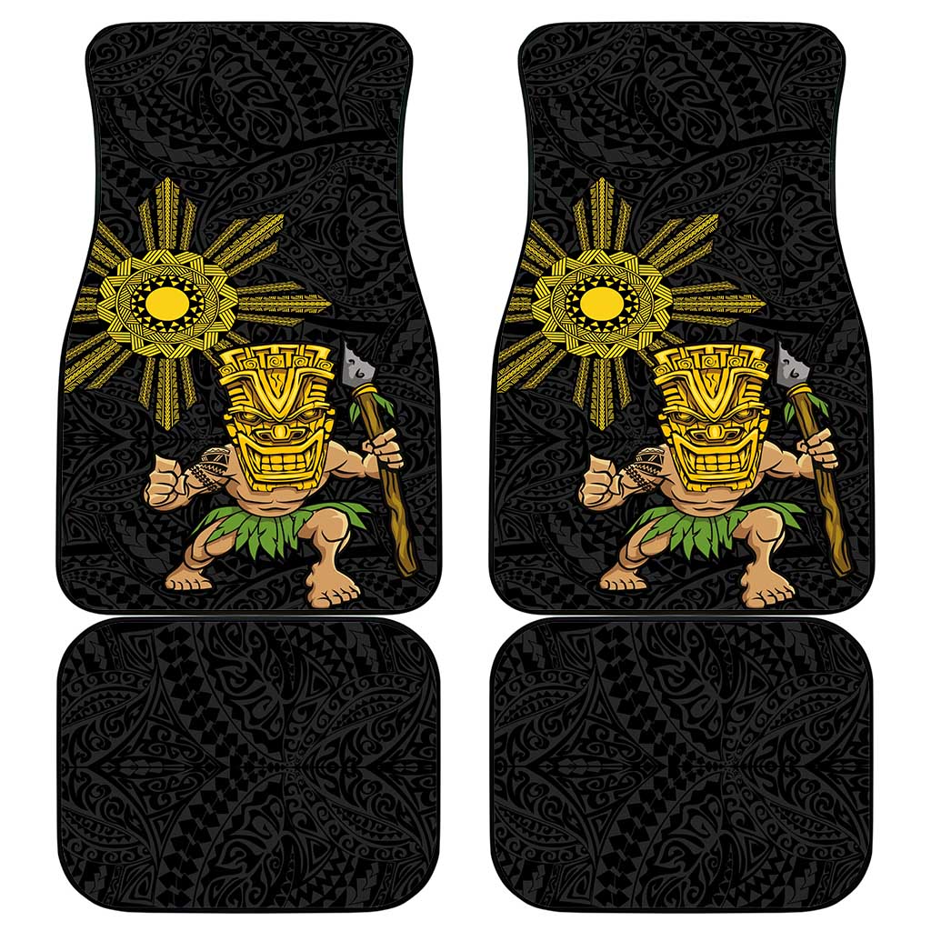 Hawaii and Philippines Together Car Mats Warrior Tiki Mask and Filipino Sun Polynesian Style LT03 - Polynesian Pride