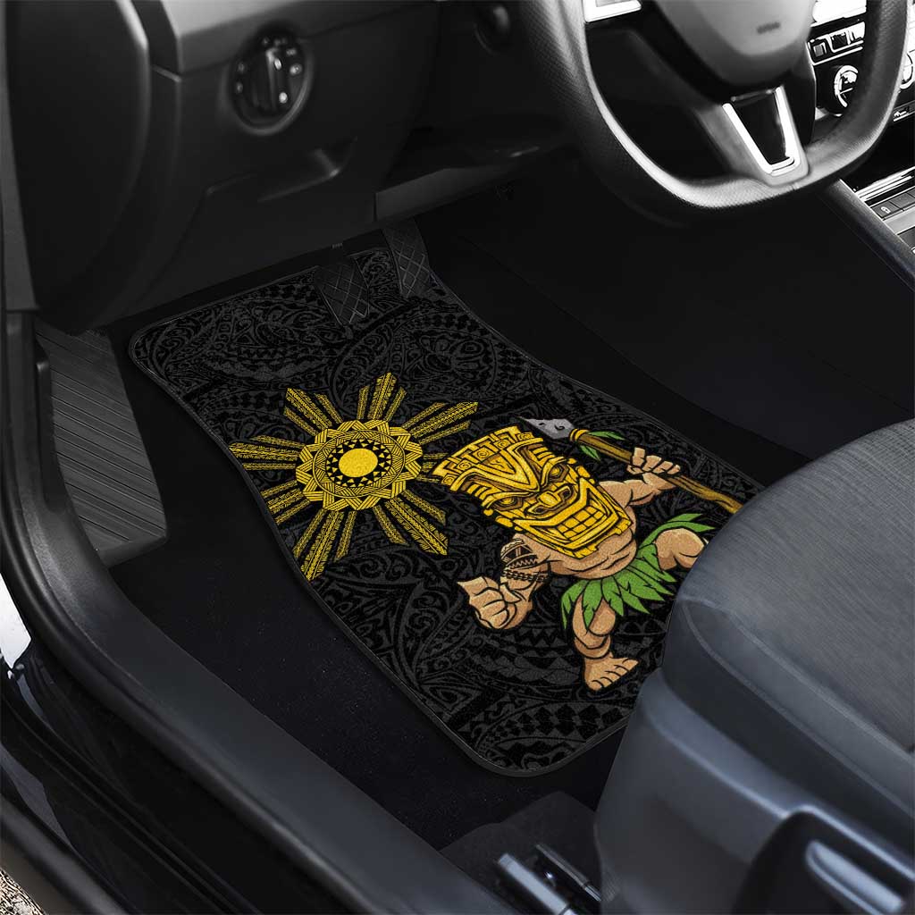 Hawaii and Philippines Together Car Mats Warrior Tiki Mask and Filipino Sun Polynesian Style LT03 - Polynesian Pride